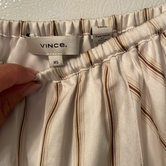 Vince XS Cream and Tan Striped Midi Skirt - Picture 3 of 7